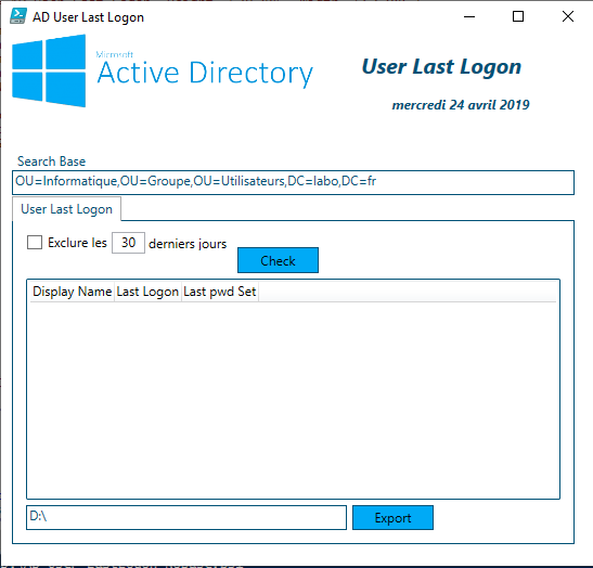 PowerShell GUI: User Last Logon – AC-Tech